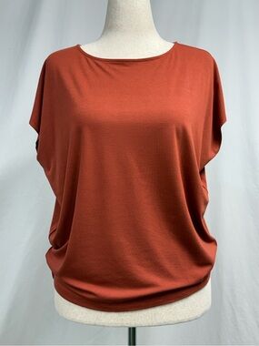 Ann Taylor Factory Rust Short-Sleeve Draped Top